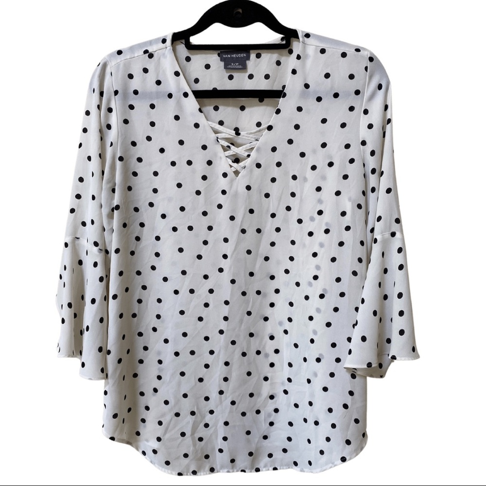 Van Heusen 3/4 Sleeve Polka Dot Blouse